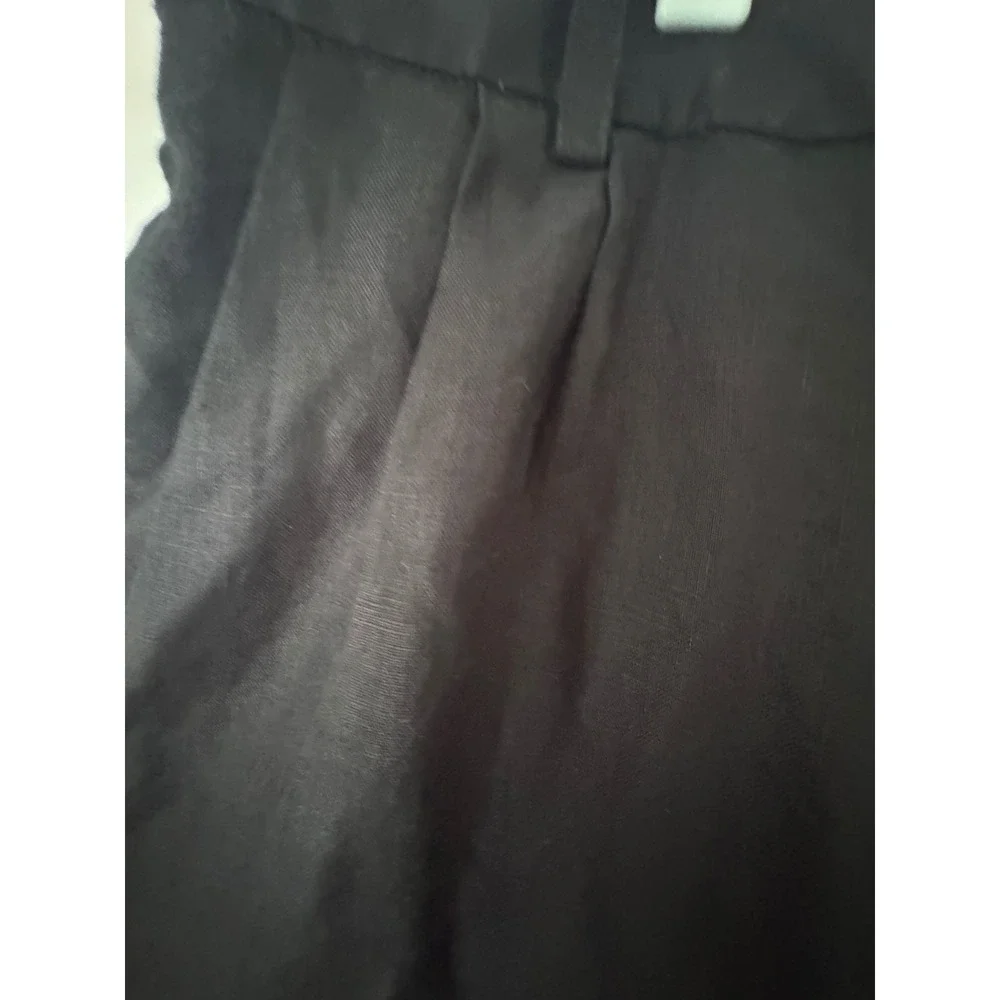 Quince Black European Linen Pleated Elastic Waist Pants Womens 14 New